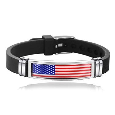 Imagem de Pulseira de silicone ajustável para homens com bandeira nacional para presentes de atividades de Natal patrióticas para mulheres, adolescentes e meninos, Sem pedras preciosas