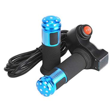 Imagem de Keenso 1 par de acelerador de polegar para bicicleta eletrônica, cabo de acelerador de bicicleta elétrica com visor LCD giratório, interruptor de tensão de bateria digital para veículos elétricos (azul)