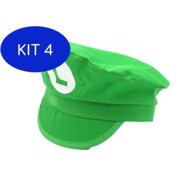 Imagem de Kit 4 Boina Do Luigi Super Mário Bros Fantasia