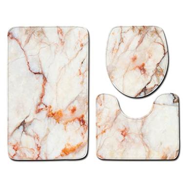 Imagem de Conjunto de banheiro de mármore de três peças Tapete de chão antiderrapante Almofada de porta Tapete de banheiro prático Decoração de casa, como mostra a foto5