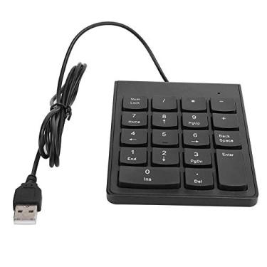 Imagem de Teclado numérico sem fio 18 teclas portátil número numpad 18 teclas teclado USB com fio mini contabilidade financeira numérica expandir área de trabalho (preto)