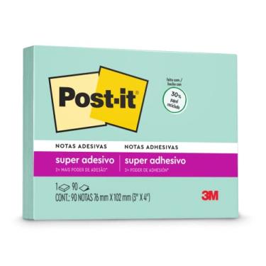 Imagem de Post-it, 3M, Bloco de Notas Super Adesivas, Menta, 76mm x 102mm, 90 folhas