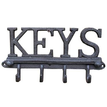 Imagem de GUIPAIHAI Gancho de parede de ferro fundido preto antigo com 4 cabides para decoração de parede de casa de fazenda feito à mão Rack de metal (cor: preto antigo, tamanho: 26,7 x 4 x 13,7 cm)