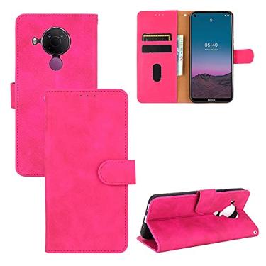 Imagem de YUNCHAO Caixa de telefone Para Nokia 5.4 Cor de cor sólida Feia magnética fivela horizontal Flip Bezer capa para celular