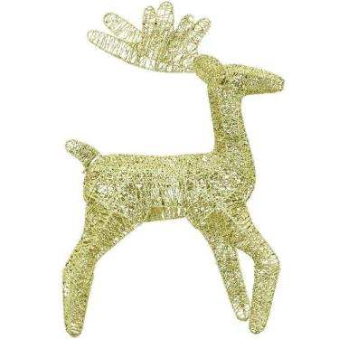Imagem de Boneco Natal Rena Natalina Em Arame Glitter 50Cm