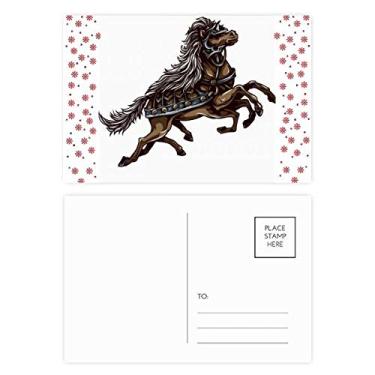 Imagem de Armadura de cavalo correndo arte animal flor de Natal flor postal cartão postal de bênção