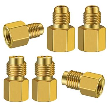 Imagem de 6 peças 6015 R134A Adaptador de latão de refrigeração para adaptador de encaixe R12 1/2 Acme fêmea para adaptador de válvula de luz macho 1/4 e adaptador de bomba de vácuo 6014 1/4 Inch Flare fêmea para acme macho de 1/2 polegada