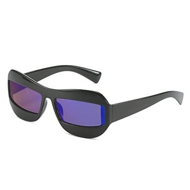 Imagem de Óculos de sol retangular estreito vintage para mulheres moda irregular hip hop óculos de sol masculino vermelho verde gradiente, preto azul, tamanho único
