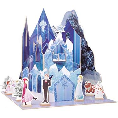 Imagem de Brinquedo Para Montar Castelo Princesa Do Gelo Madeira Brincadeira De Criança Multicor