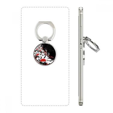 Imagem de Suporte de anel de telefone com pintura de peônias de plantas e flores, suporte de laço ajustável