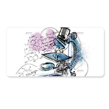 Imagem de DIYthinker Placa de licença de microscópio Chemistry Kowledge Decoração de aço inoxidável para automóvel