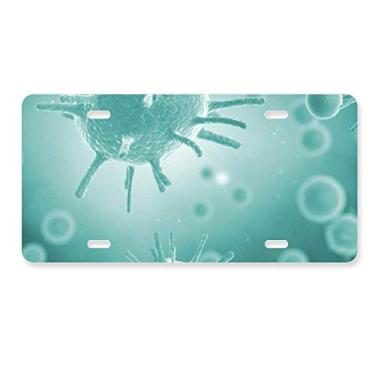 Imagem de DIYthinker Placa de licença com imagem de célula de criatura, microscópio, decoração de aço inoxidável para automóvel