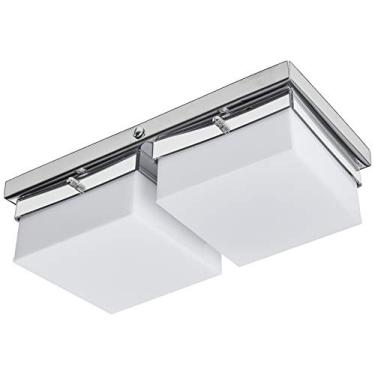Imagem de Plafon Cubo LED 2X 127V 6500K, LLUM Bronzearte, 35880, 20W, Branco/Espelhado, 14X26cm