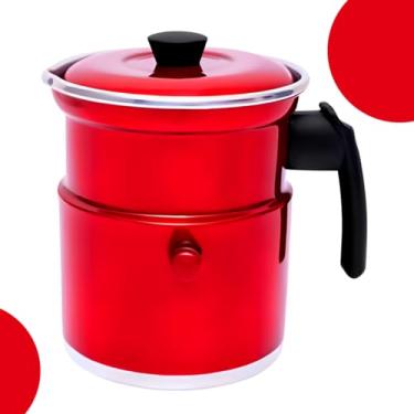 Imagem de Leiteira Térmica Fervedor Com Apito 1,5 Litros Em Alumínio Com Tampa Esmaltada Ferve Leite Chás Aguá Café (Vermelho)