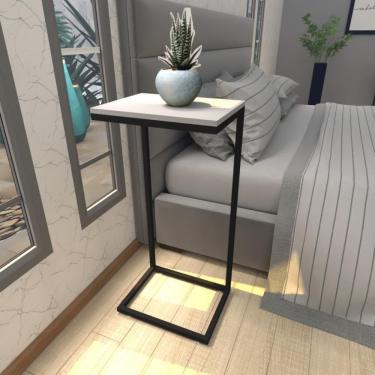 Imagem de Mesa De Cabeceira Industrial Cinza Mdf Canto Quarto Mesas De Cabeceira Mesinha Cabeçeira Cabiceira