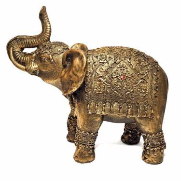 Imagem de Estátua De Elefante Indiano Dourado Resina 19,5cm - Mandala De Luz