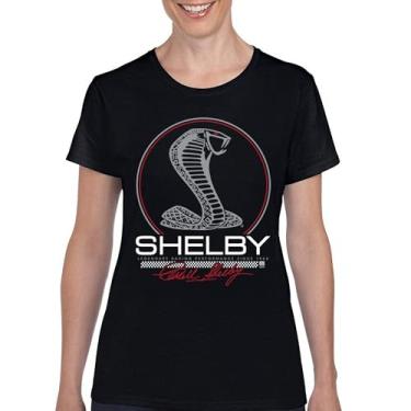 Imagem de Camiseta feminina Shelby Cobra Legendary Racing Performance American Classic Muscle Car GT500 GT Powered by Ford, Preto, GG