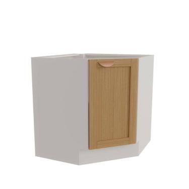 Imagem de Balcão de Canto Oblíquo sem Tampo Arizona Cabecasa Madeiramadeira Branco/Figueira