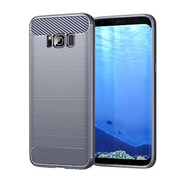 Imagem de Capa de celular para Samsung Galaxy S8, fibra de carbono refinada, anti-queda, anti-impressões digitais, proteção total cinza