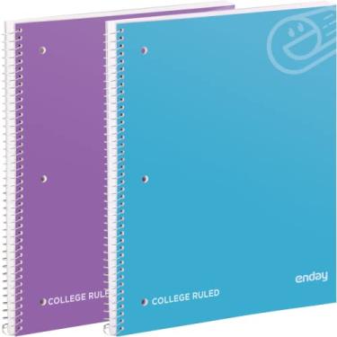 Imagem de Caderno pautado universitário, caderno de 1 matéria pautado pela faculdade, cadernos encadernados em espiral de capa dura para escola e faculdade, caderno forrado com 70 folhas, azul e roxo (pacote com 2) - por Enday