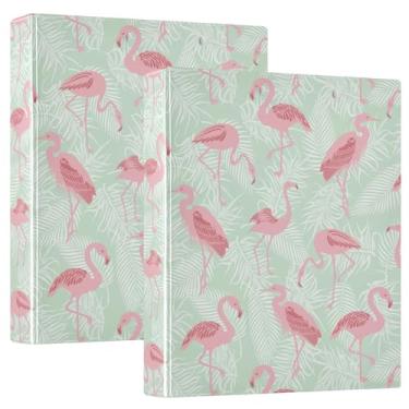 Imagem de Fichário com 3 argolas, fichários de 3,5 cm com bolsos internos, pacote de 1/2 fichário para estudantes universitários, flamingos tropicais de capa dura