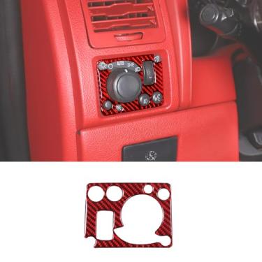 Imagem de Fgtagtal Adesivo de acabamento de painel de botão de interruptor de farol de fibra de carbono macio compatível com Hummer H3 2005-2009, adesivo de capa decorativa para painel de interruptor de lâmpada de farol (vermelho)