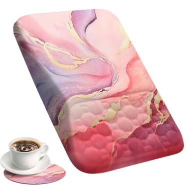 Imagem de Ospelelf Mouse pad rosa com suporte de pulso grande ergonômico escritório confortável alívio da dor Mousepad descanso de pulso