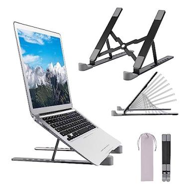 Imagem de Suporte de laptop ajustável para mesa, altura ajustável, suporte portátil dobrável para viagem, suporte de computador de alumínio para laptop, acessórios essenciais para trabalho de escritório em casa