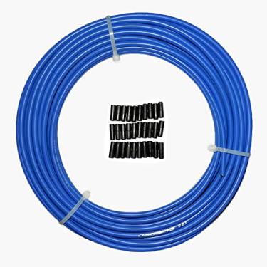 Imagem de Farbetter Carcaça de cabo de freio de bicicleta forrada, 5 mm x 15 m, incluindo kit de tampas de cabo de 30 peças, o conjunto DIY mais confiável para SRAM/Shimano Mountain Bike Road Bike (azul)