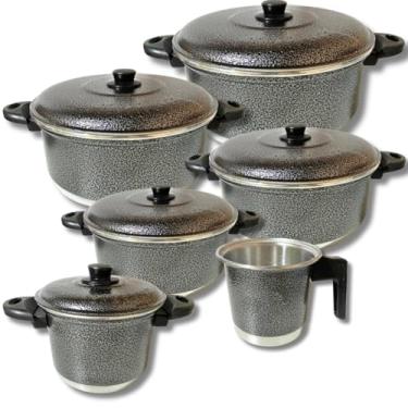Imagem de Jogo De Caçarola Panela 6 Peças Alumínio Color (GRAFITE CRAQUEADO)