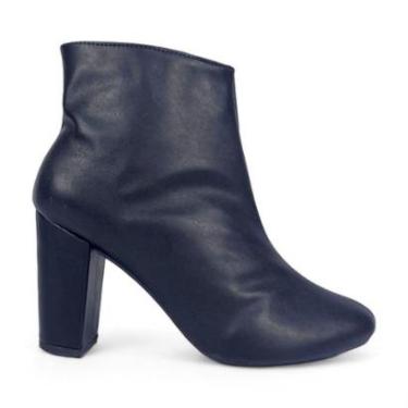 Imagem de Bota Feminina Raissa Preta Cano Curto  Salto Grosso-Feminino