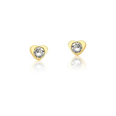 Imagem de Brinco Coração com Cristal Revestido em Ouro