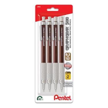 Imagem de Pentel Lapiseira GraphGear 500, (0,3 mm), linha extrafina, barril marrom, pacote com 4 (PG523BP4E)