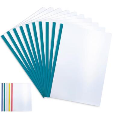 Imagem de M&G Pacote com 10 capas de relatório com uma única barra deslizante colorida aleatória, capas de relatório transparentes de 10 mm para tamanho A4 e carta, capacidade para 70 folhas, pasta de arquivo