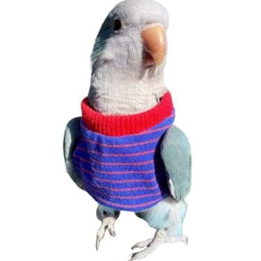Imagem de Roupas de pássaros - Camisa vermelha de algodão feita à mão, suéter de gola redonda, terno de voo para papagaios, cinza africano, periquito, calopsita, sol, conure, Natal, Halloween, cosplay, roupas