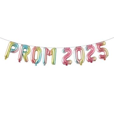Imagem de Mylar Prom 2025 Balloons Hanging Foil Balloons Letter for High School College Grad Graduation Retirement Party Decorations Banner Sign for Prom Night Graduation Party (PROM 2025 Rainbow)