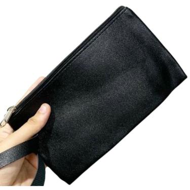 Imagem de Necessaire Bolsinha Lisa De Mão Carteira Prática Com Fechamento à Zíper E Alça preto