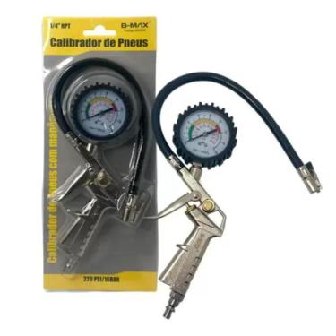Imagem de Calibrador De Pneus Portátil Manômetro Flexível Carro Moto - Compresso