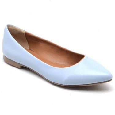 Imagem de Sapatilha Bico Fino KRN Shoes de Couro Basica Lisa com Salto Baixo Qua