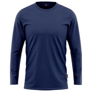 Imagem de Camiseta Manga Longa Segunda Pele Azul Marinho Lisa com Proteção Uv50 