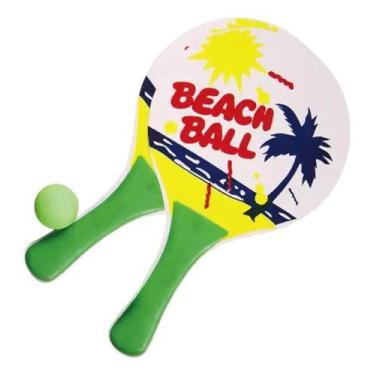 Imagem de Kit Frescobol Par De Raquete Beach Tenis Bolinha Verão Praia esporte d