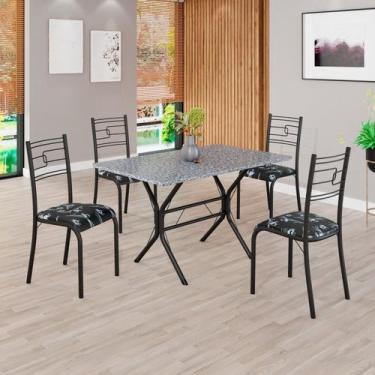 Imagem de Conjunto Sala de Jantar Mesa Retangular 100x60cm Tampo Granito Ocre 4 