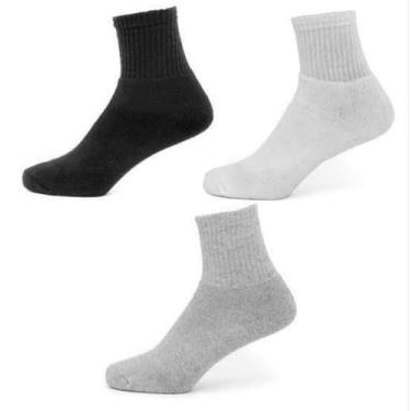 Imagem de Kit 03 Meia Esportiva Canelada Cano Medio Unissex Algodão - T-SOCKS , 