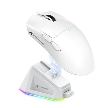 Imagem de ATTACK SHARK Mouse para jogos X11 com base de carregamento magnético, sensor de jogos PixArt PAW3311, mouse para jogos sem fio/com fio BT/2,4G, 22000 DPI, mouse gamer de escritório para