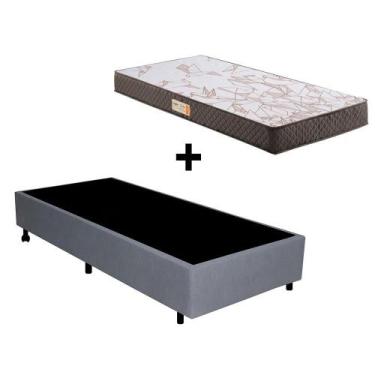 Imagem de Box Solteiro Reforçado Cinza + Colchão Ecoflex Espuma D23 - Cama inHou