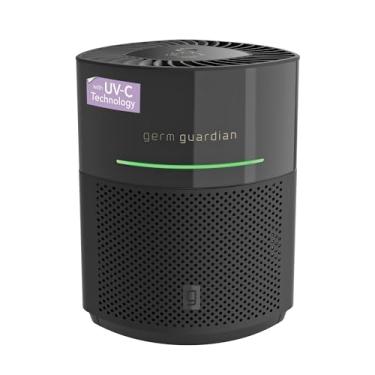 Imagem de GermGuardian Purificador de ar inteligente AirSafe+ com filtro HEPA 13 de 360°, captura 99,97% dos poluentes, fumaça de incêndio, salas grandes, sensor de qualidade do ar, luz UVC, zero ozônio