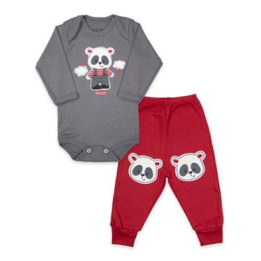 Imagem de Conjunto Body Manga Longa Baby Duck Comfort Panda Boy Cinza, RN