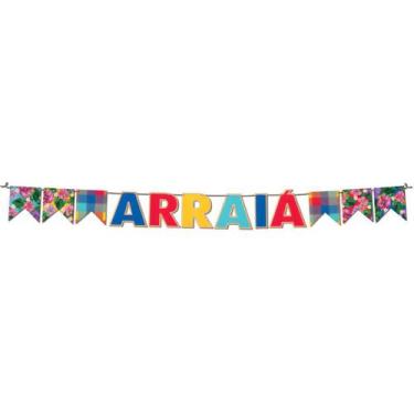 Imagem de Faixa Decorativa Bandeirinhas Arraiá Comemoração Festa Junina - 2m X 1