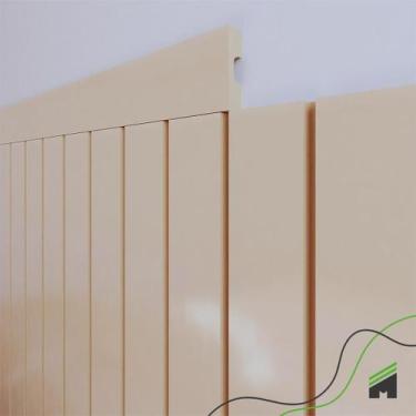 Imagem de Painel Ripado Cabeceira Quarto Cama King - Play+ Creme - Meu Rodapé