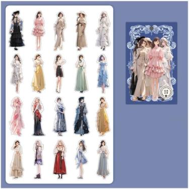 Imagem de 40 peças de adesivos românticos para meninas diárias para scrapbooking - adesivo de vestido de menina bonita para garrafas de água, copos, planejador de diário de lixo, projetos de arte estética,